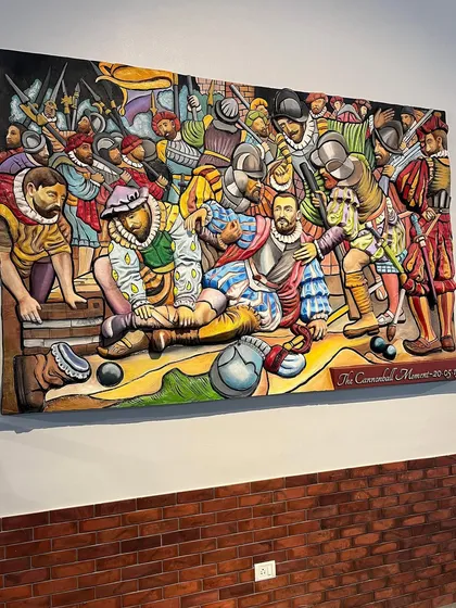 "The Cannonball Moment" is a detailed, historical 3D mural I created for a holy family church. The piece is fully colored and captures a significant moment with dynamic energy.