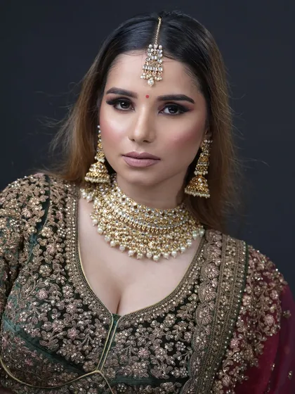 A direct, engaging portrait that would be a strong anchor in any bridal portfolio.