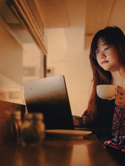 A quiet moment with a laptop and a coffee. Our space is perfect for getting some work done too.