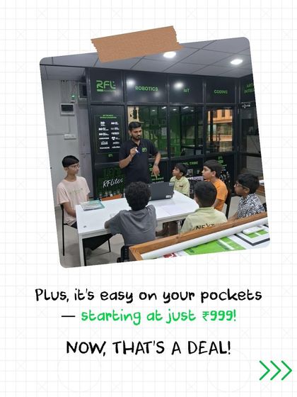 Highlighting the affordability of our Diwali Camp, this image shows that our hands-on courses start at just ₹999, making it a great deal for parents.