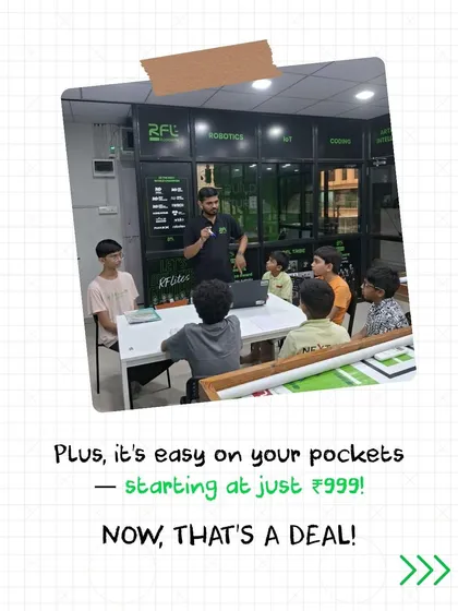 Highlighting the affordability of our Diwali Camp, this image shows that our hands-on courses start at just ₹999, making it a great deal for parents.