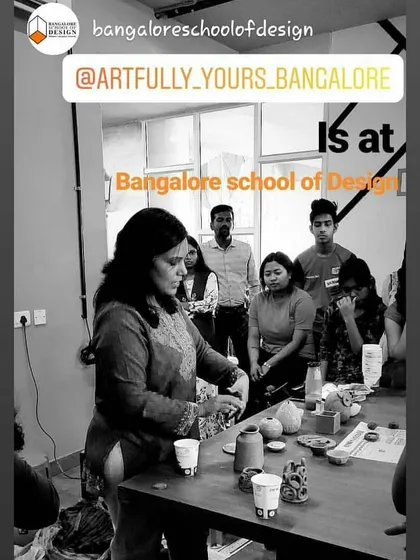 Here I am at the Bangalore School of Design, sharing my love for clay with the next generation of designers. It's always inspiring to work with students and explore new ideas.