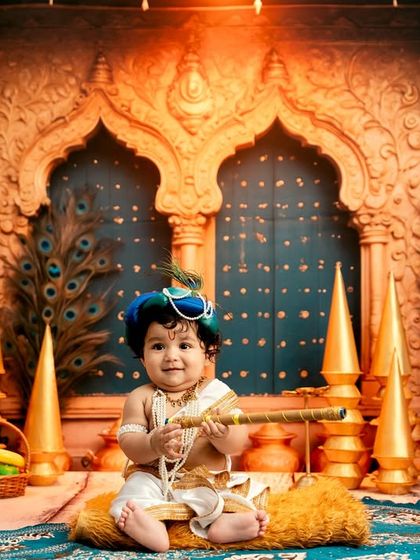 This Little Krishna is all smiles, sitting happily in his divine palace.