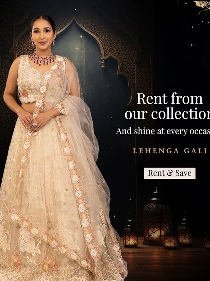Rent from our collection and shine at every occasion. This ethereal ivory lehenga with delicate floral embroidery is a beautiful choice for a day wedding or engagement ceremony.