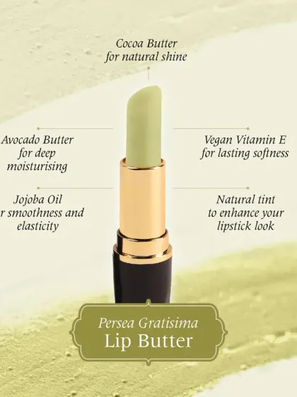This is my Persea Gratissima Lip Butter, formulated with avocado butter for deep moisturizing and Jojoba oil for smoothness. It provides a natural tint to enhance your lipstick look.