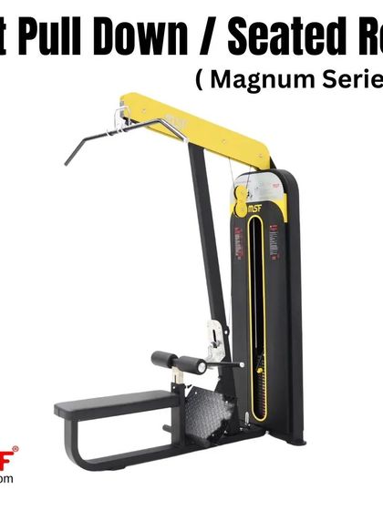 A front view of the Lat Pulldown / Seated Row machine.