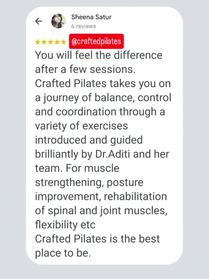 Aditi Singh - Pilates Classes & Rehabilitation Hear From My Clients photo 12
