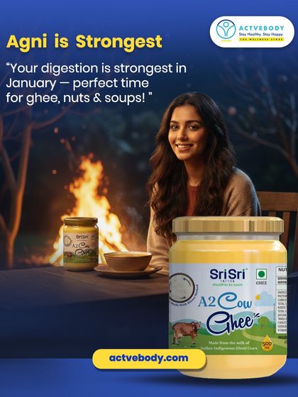 Boost Your Digestion with Ghee This January. Your digestive fire, or agni, is at its peak in January. This makes it the perfect time to enjoy nourishing foods like A2 Cow Ghee, which is easier to digest this time of year. I recommend adding it to your meals to build energy and inner warmth.