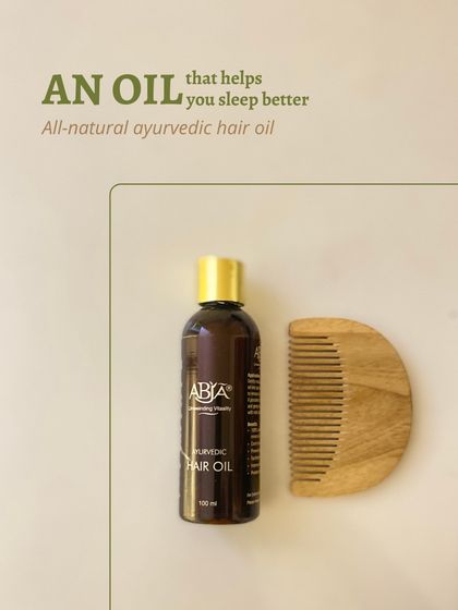 My all-natural Ayurvedic hair oil is an oil that helps you sleep better, providing relaxation while delaying greying.