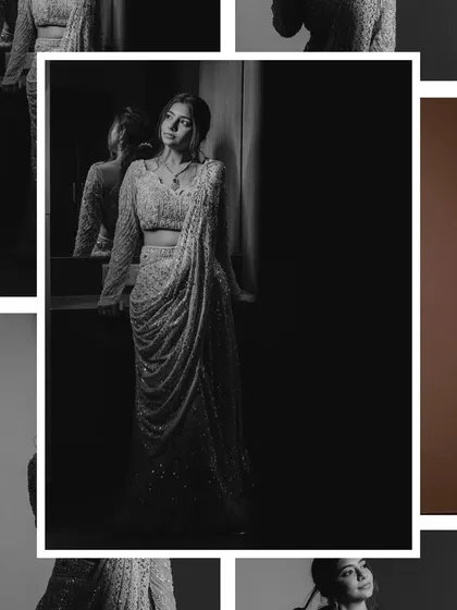 A creative, framed portrait of the bride. We use artistic compositions to create unique and memorable engagement photos.