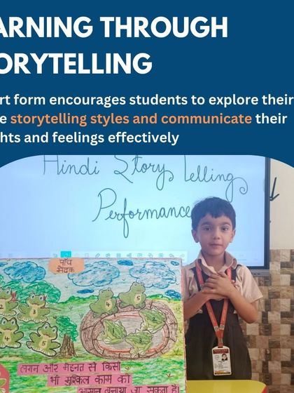 Storytelling is a powerful tool for learning. This activity encourages students to explore their unique narrative styles and effectively communicate their thoughts and feelings, as demonstrated by this young participant with his illustrated story.