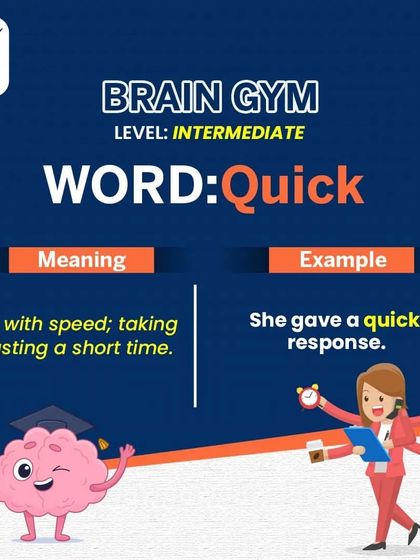 This intermediate 'Brain Gym' card features the word 'Quick'. As children advance, we introduce words that help them speak with more precision and speed.