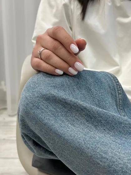 A clean and crisp classic white manicure. This looks so fresh and goes with absolutely everything.