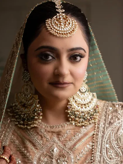 A direct portrait of the bride, showcasing her stunning traditional jewelry and my complementary makeup artistry.