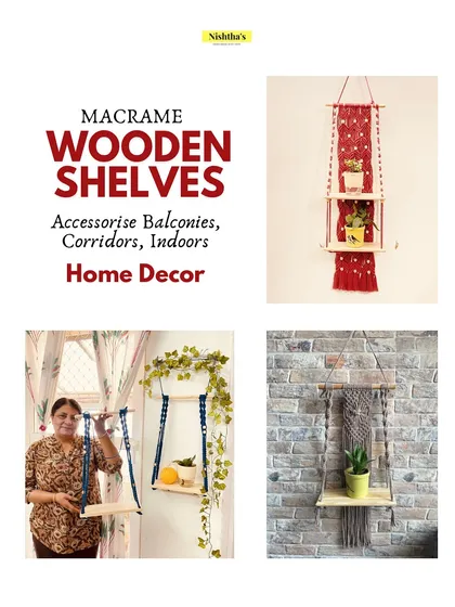 This collage shows the variety of macrame wooden shelves I can make. From a bold red two-tier shelf to a simple single-tier design, each one is made to accessorize your balconies, corridors, and indoor spaces.