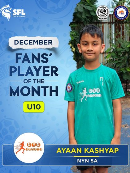 Celebrating Ayaan Kashyap, our December Fans' Player of the Month for the U10 category. A well deserved recognition for a talented young player.