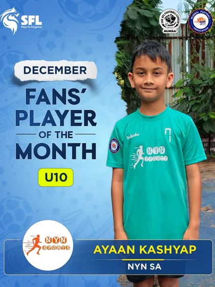 Celebrating Ayaan Kashyap, our December Fans' Player of the Month for the U10 category. A well deserved recognition for a talented young player.