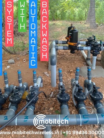 A smart irrigation system with an automatic backwash feature to keep filters clean and ensure efficient water flow.
