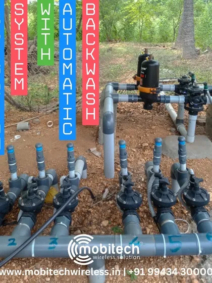 A smart irrigation system with an automatic backwash feature to keep filters clean and ensure efficient water flow.