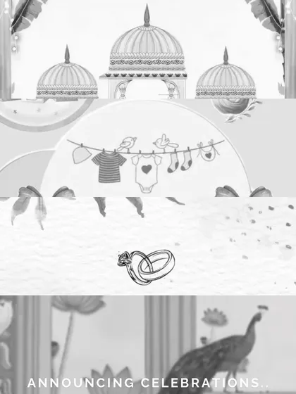 Another glimpse into the world of custom invitations I'm building. This teaser combines elements of royal Indian weddings, sweet baby announcements, and symbols of love and commitment.