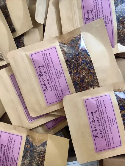 A throwback to my herbal blends. This "Give me my sleepy tea" is made with lavender, blue lotus, and chamomile to help relax your nervous system for a good night's sleep. It can be used as a tea or a smoking blend.