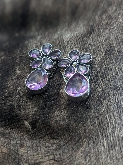 Another look at the purple floral studs. The colour is so vibrant, and they were very limited stock, making them extra special.