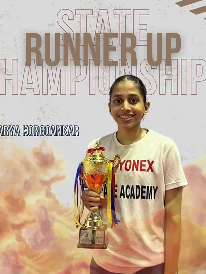 Aarya Korgoankar with her runner-up trophy in Women's Singles from the Nandu Natekar Memorial Maharashtra State Championship.