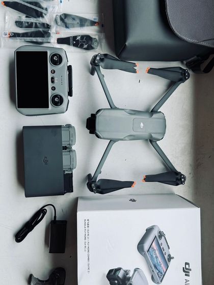 This is my complete DJI Air 3 fly more combo kit. I always come prepared with multiple batteries, spare propellers, and professional controllers to ensure the shoot goes on without any interruption.