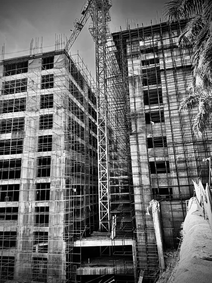 Another perspective of the high-rise construction site, showcasing the scale and complexity of the project.
