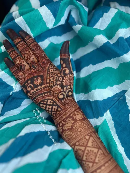 The rich, dark stain of a Rajasthani-style bridal mehendi.