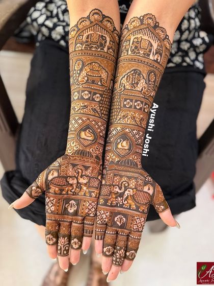 The same beautiful figure-free design, captured from a top-down angle to show the complete pattern on the hands and arms.