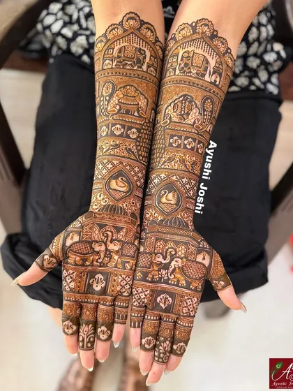 The same beautiful figure-free design, captured from a top-down angle to show the complete pattern on the hands and arms.