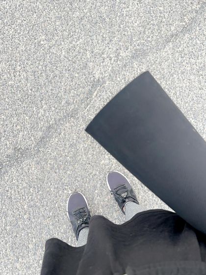 On my way to teach a yoga class in Melbourne. My mat is my constant companion on this journey of sharing the practice of yoga.