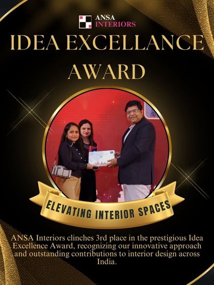I am thrilled to share that my firm won 3rd place in the Idea Excellence Award. This recognition highlights our innovative approach and outstanding contributions to interior design across India.