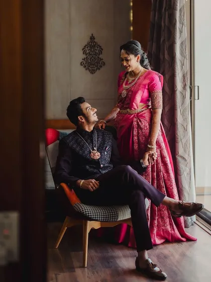 A beautiful portrait of Surabhi and her partner during their Varapooja. I love capturing these moments.