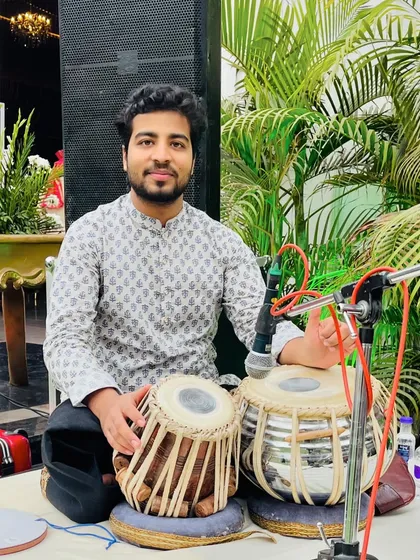 A portrait with my tabla at the private concert.
