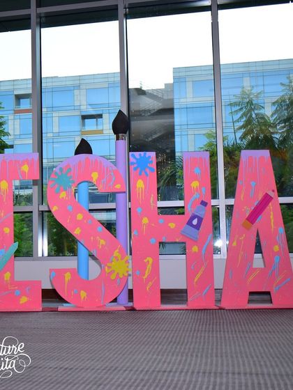 Another view of the custom name letters, a fantastic way to personalize the party space.