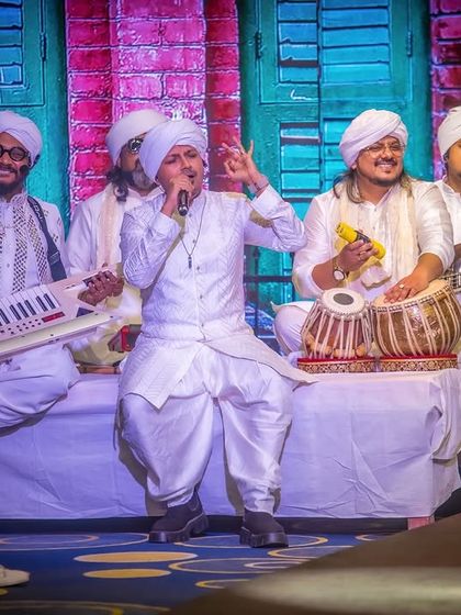 Our unplugged setup on the fashion week ramp. The keytar, tabla, and guitar created a full, rich sound that filled the venue.