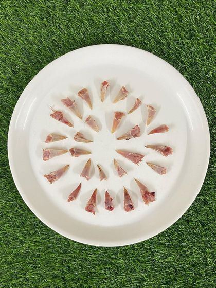 A plate of chicken tongues, carefully prepared. These unique organ meats add variety and specific nutrients to a balanced raw diet.