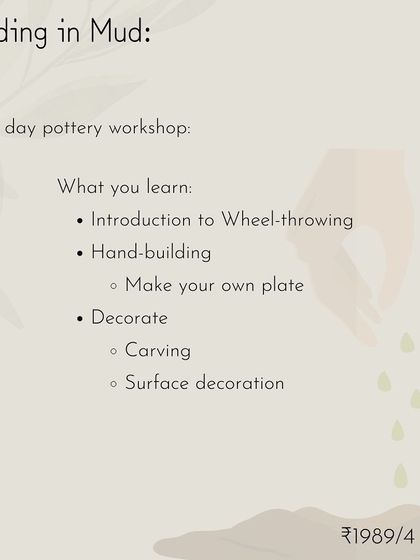 Details for our one-day pottery workshop, a great option for a quick, creative escape.