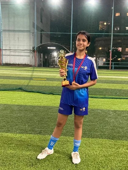 Another one of our U17 champions with her well-earned trophy. Each player contributed to this fantastic team achievement in the Girls Youth Football Championship.