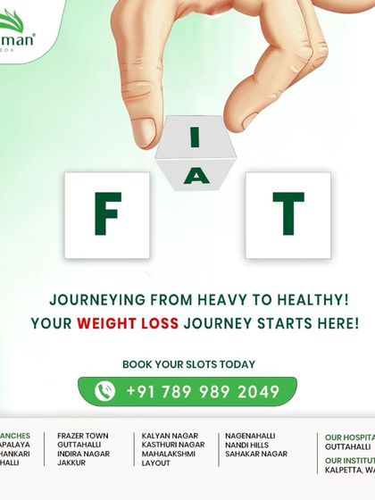 This graphic represents the transformative journey from "heavy to healthy." It symbolizes the first step in a weight loss journey, inviting users to begin their transformation with our supportive and effective Ayurvedic programs.