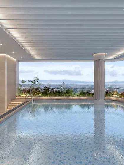 The rooftop pool in Nagpur offers a stunning retreat with panoramic city views. The design uses clean lines and natural materials to create a space that feels both modern and serene, perfect for unwinding.