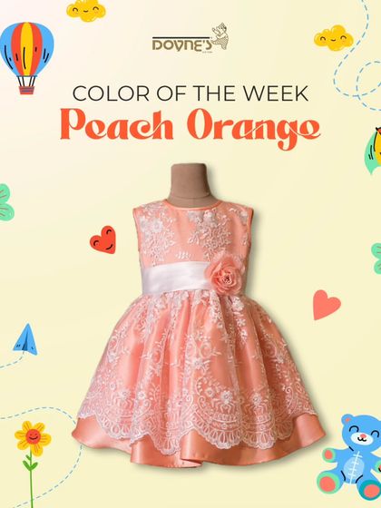 Celebrating peach orange as the color of the week with this stunning lace dress. It's a warm, cheerful color that’s perfect for any happy occasion.