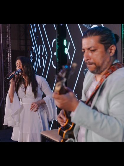 A close-up of me and Adil performing as a duo within our trio setup. This highlights the versatility and musical conversation that happens on stage.