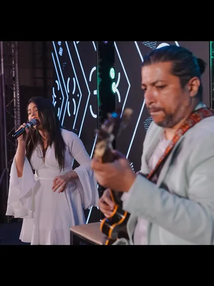 A close-up of me and Adil performing as a duo within our trio setup. This highlights the versatility and musical conversation that happens on stage.