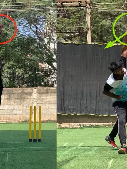 A key change was in the release. The 'after' image shows a much better wrist position, allowing him to impart more spin and control on his chinaman deliveries.