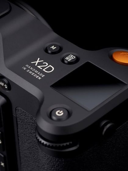 A detail shot of the Hasselblad X2D, focusing on the top-down view of the controls and the "Handmade in Sweden" text. It’s a celebration of the craftsmanship that goes into the tools of my trade.