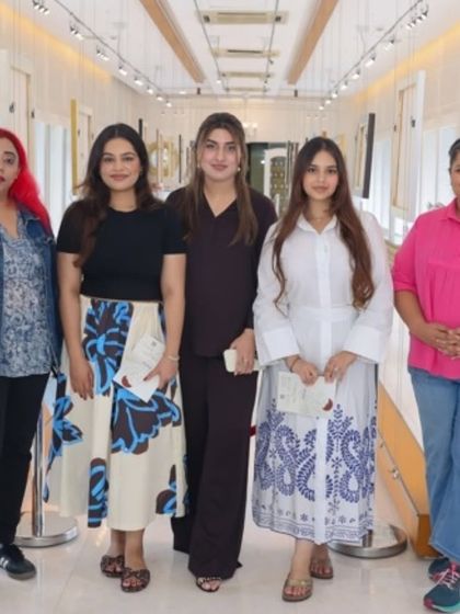 A group of guests at the 'A Symphony of Colour' exhibition by Amya Chhabra.