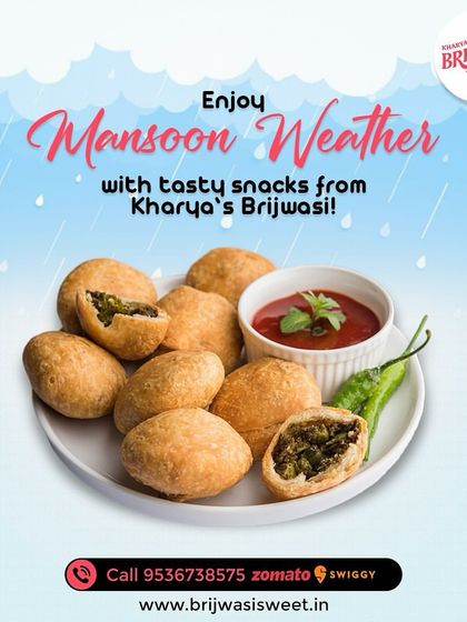 Enjoy the monsoon weather with tasty snacks like my hot and crispy Kachoris. Served with tangy chutney, they are the perfect rainy-day indulgence.